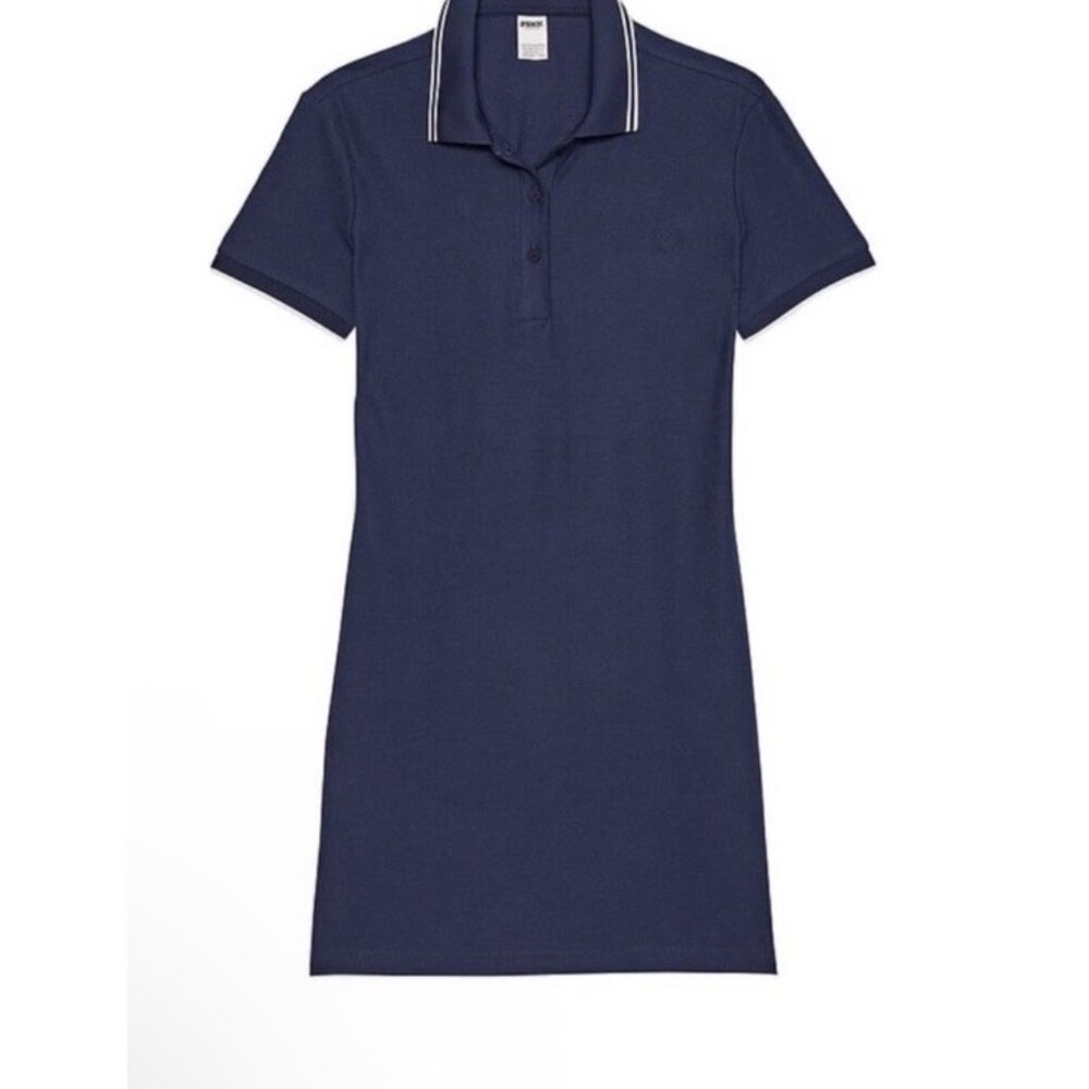 NWT - PINK BY VICTORIA'S SECRET POLO PIQUE SHORT SLEEVE DRESS - XXL - NAVY - Picture 3 of 5